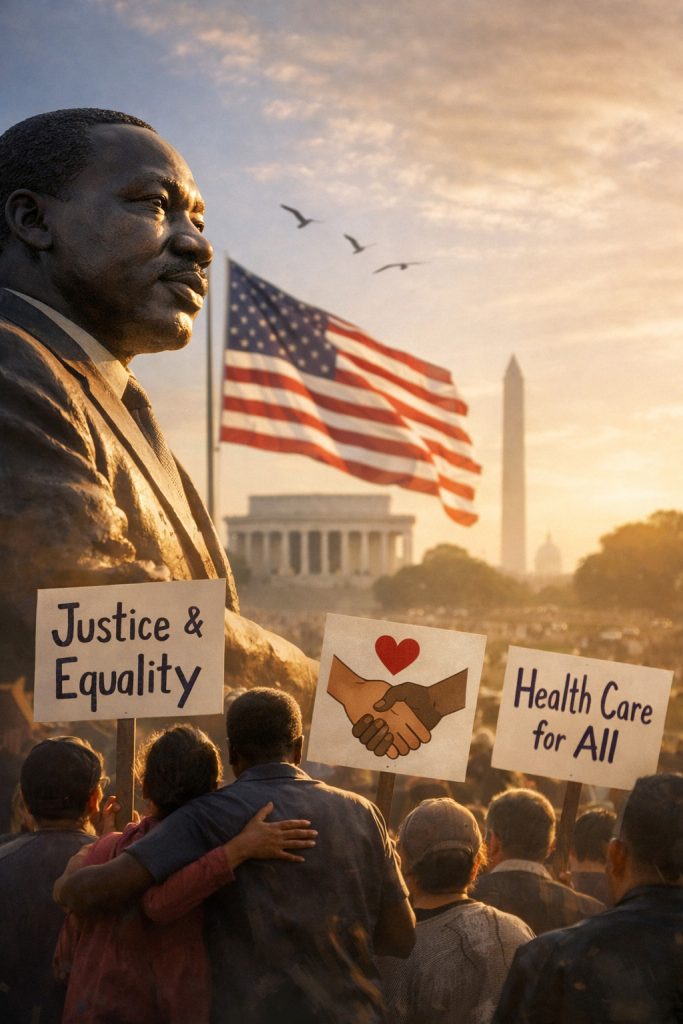 Martin Luther King Jr, dream, justice and equality, healthcare for all