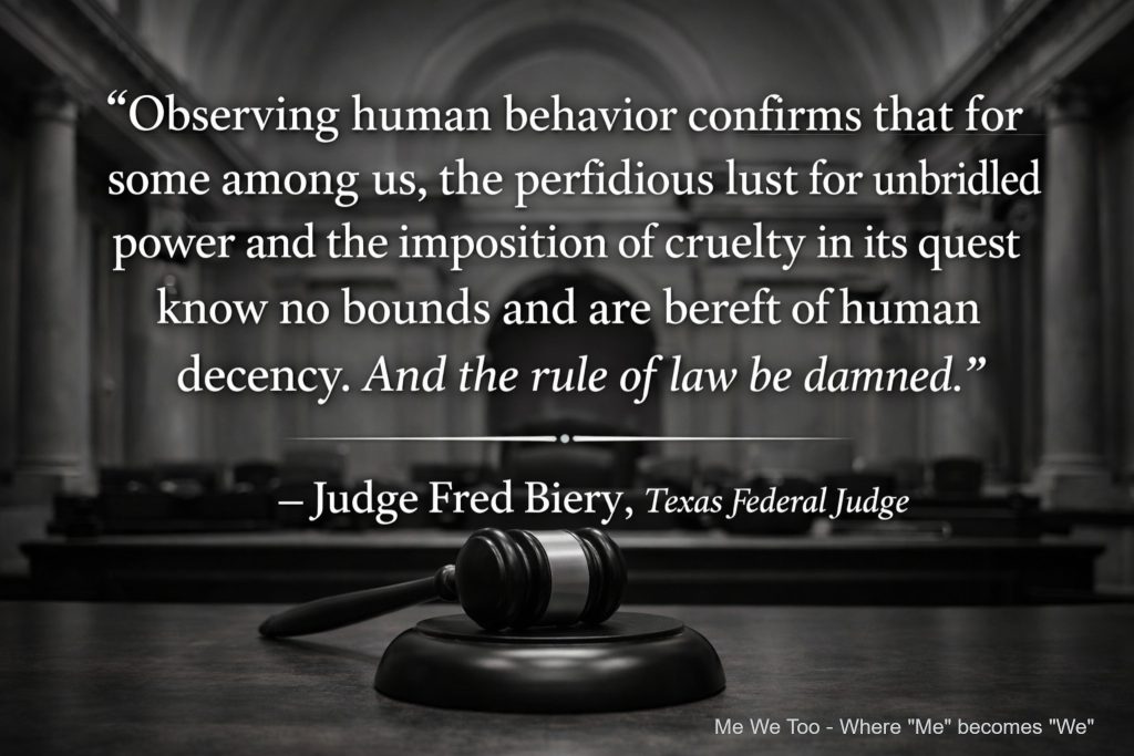 Federal Judge Fred Biery quote when ordering release of Liam Ramos and his dad from the detention center