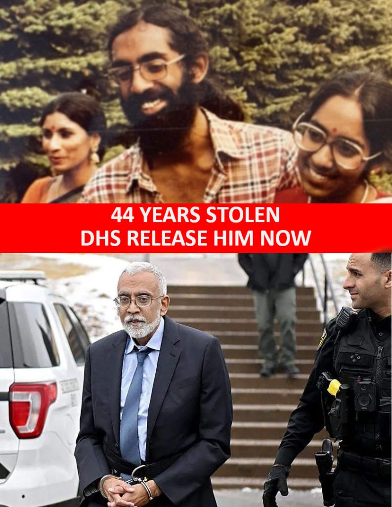 Subramanyam 'Subu' Vedam in his youth (top) and now still in DHS custody (bottom), after 43 years in prison, wrongly convicted.