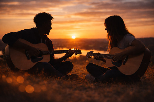 Friends enjoying time together at sunset
